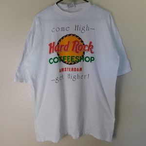 Hard Rock Coffeeshop Amsterdam Tee Shirt Adult XL Stoner Weed Graphic White RARE